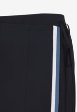 Pleated Virgin Wool Midi Skirt