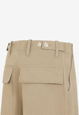 Rose-Embroidered Wide-Leg Pants