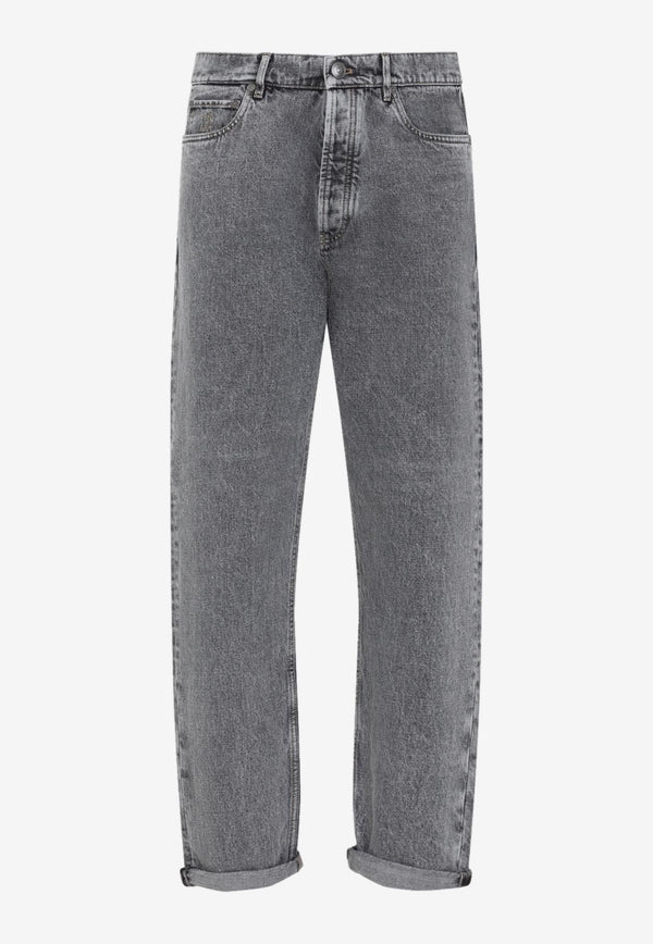 Washed-Out Turn-Up Jeans