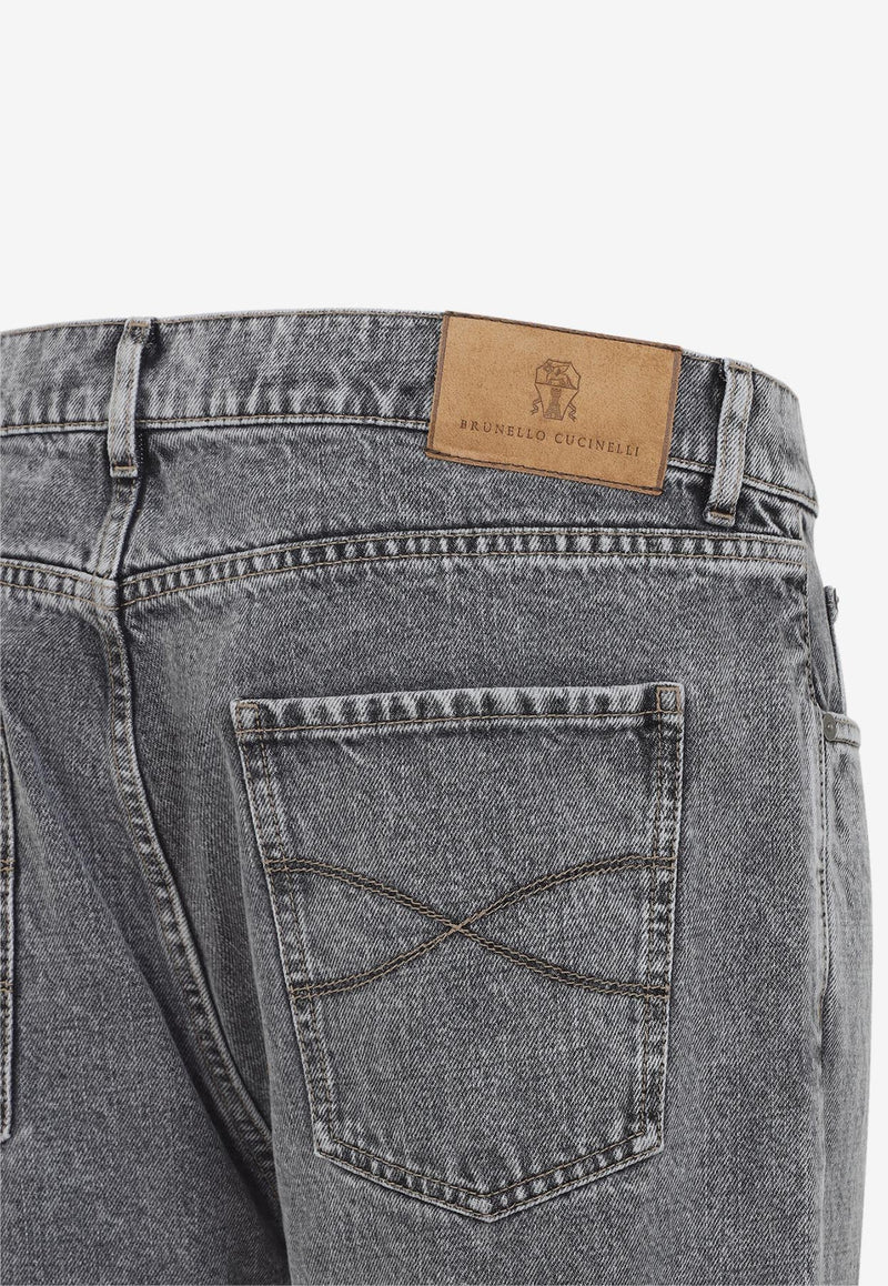 Washed-Out Turn-Up Jeans