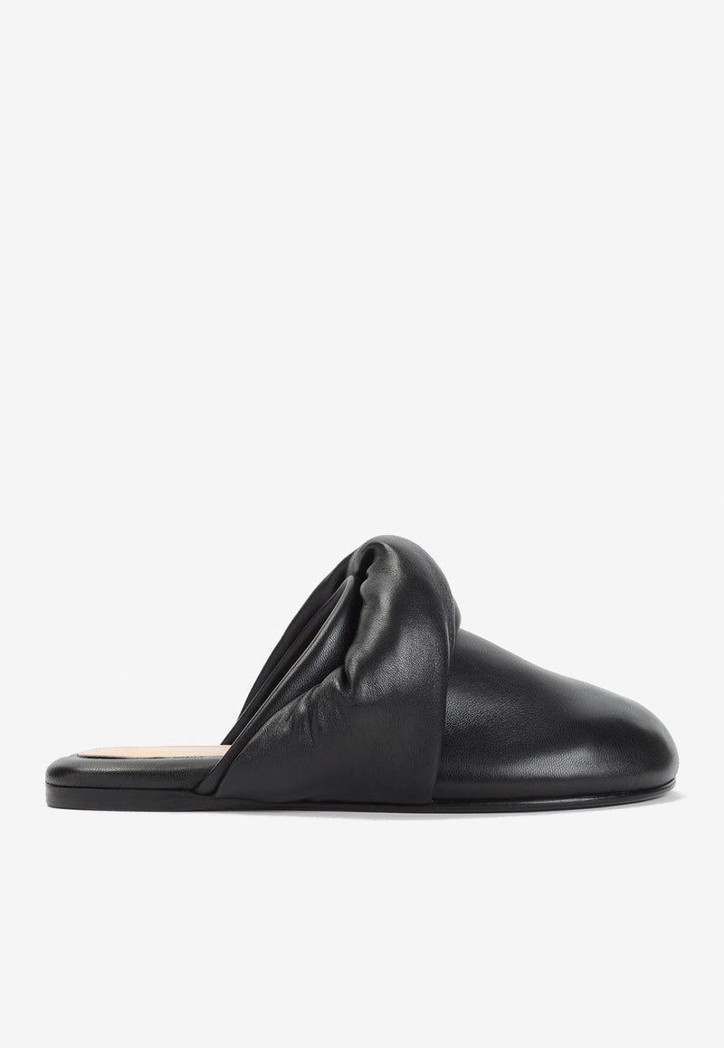 Knotted Leather Flat Mules