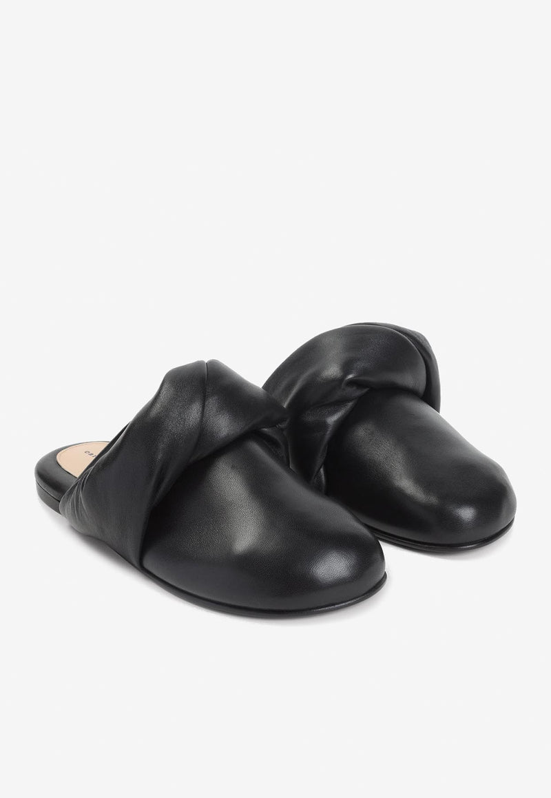 Knotted Leather Flat Mules