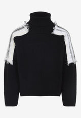 Patched-Shoulders Knitted Sweater