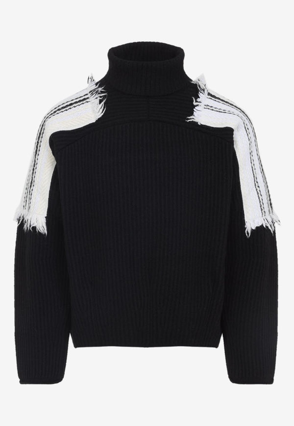 Patched-Shoulders Knitted Sweater