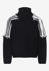 Patched-Shoulders Knitted Sweater