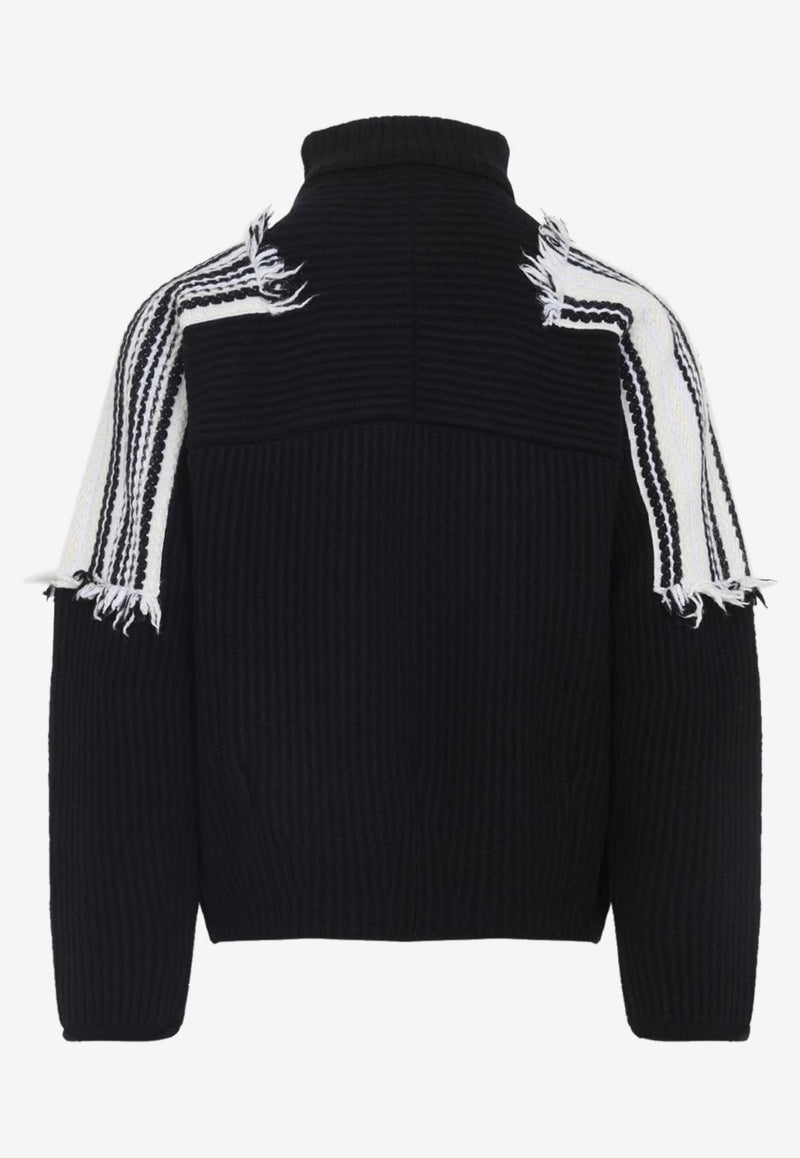 Patched-Shoulders Knitted Sweater