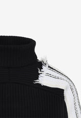 Patched-Shoulders Knitted Sweater