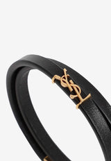 Logo-Plaque Leather Bracelet