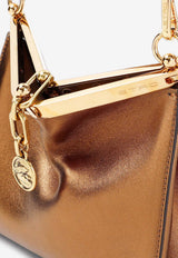 Mini Vela Laminated Leather Shoulder Bag