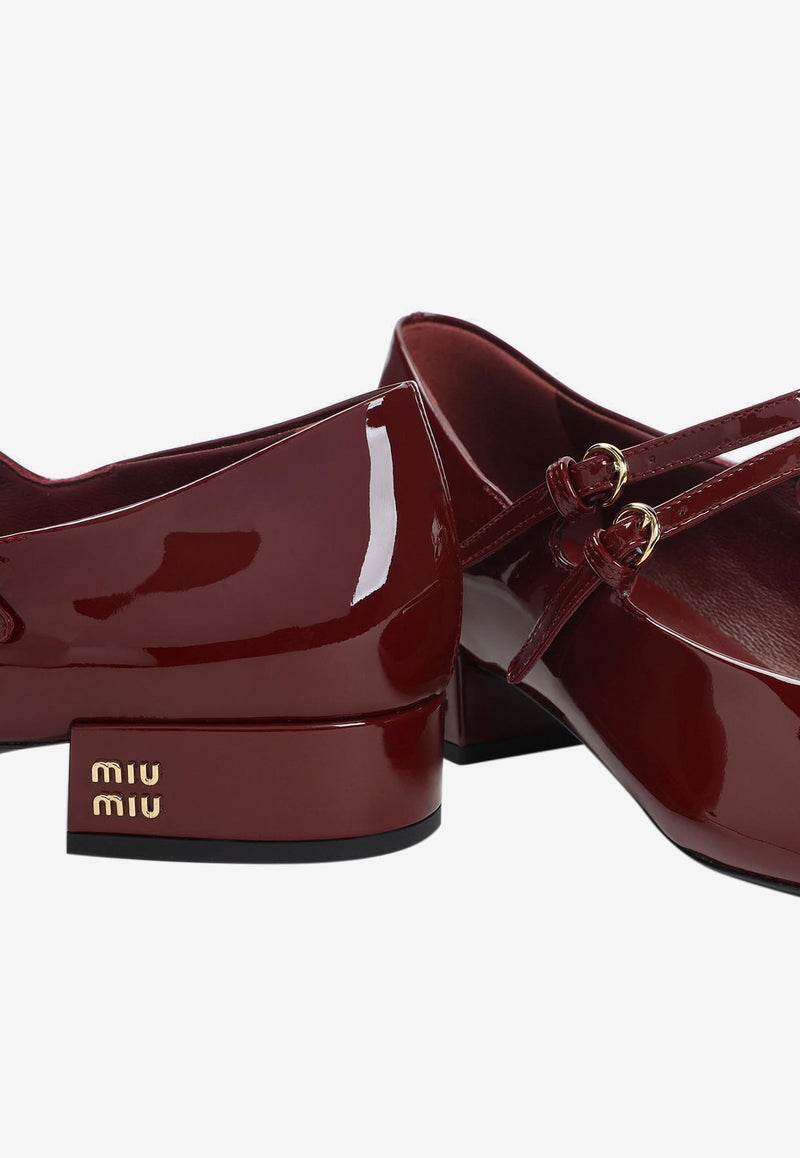 Logo-Plaque Leather Mary-Jane Flats