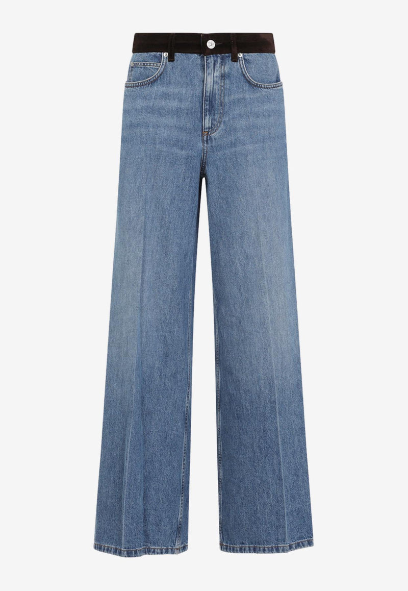 Straight-Leg Jeans with Velvet Waistband