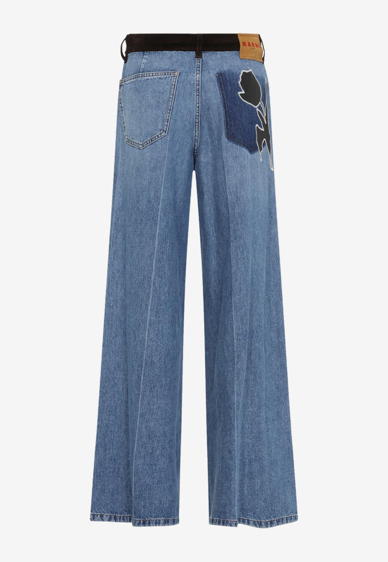 Straight-Leg Jeans with Velvet Waistband