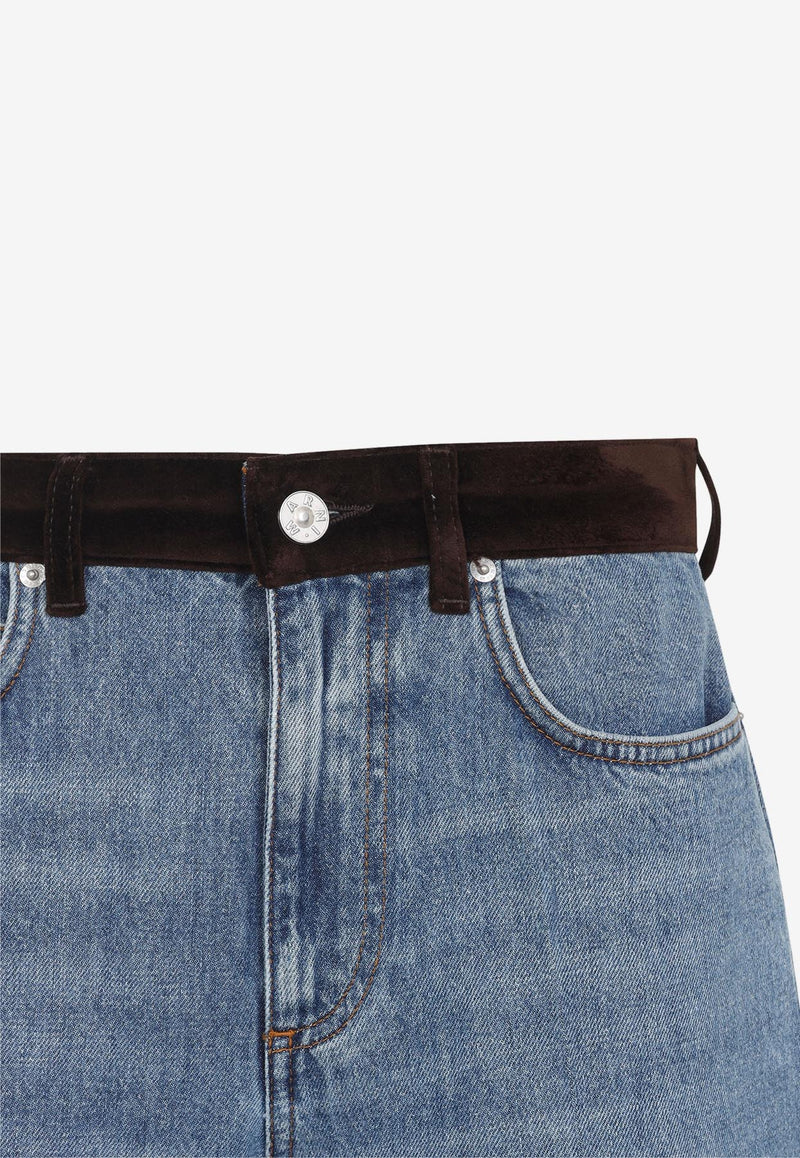 Straight-Leg Jeans with Velvet Waistband
