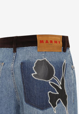 Straight-Leg Jeans with Velvet Waistband