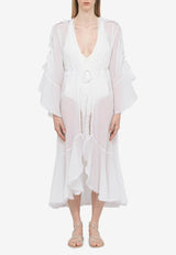 Charo Ruiz Kathy Lace-Trimmed Kaftan Midi Dress White 231210CO/M_CHARU-WHT