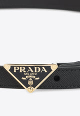 Triangle Logo Saffiano Leather Belt