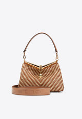 Medium Vela Raffia Shoulder Bag