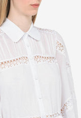 Charo Ruiz Ileana Lace-Trimmed Maxi Shirt Dress White 231620CO/M_CHARU-WHT