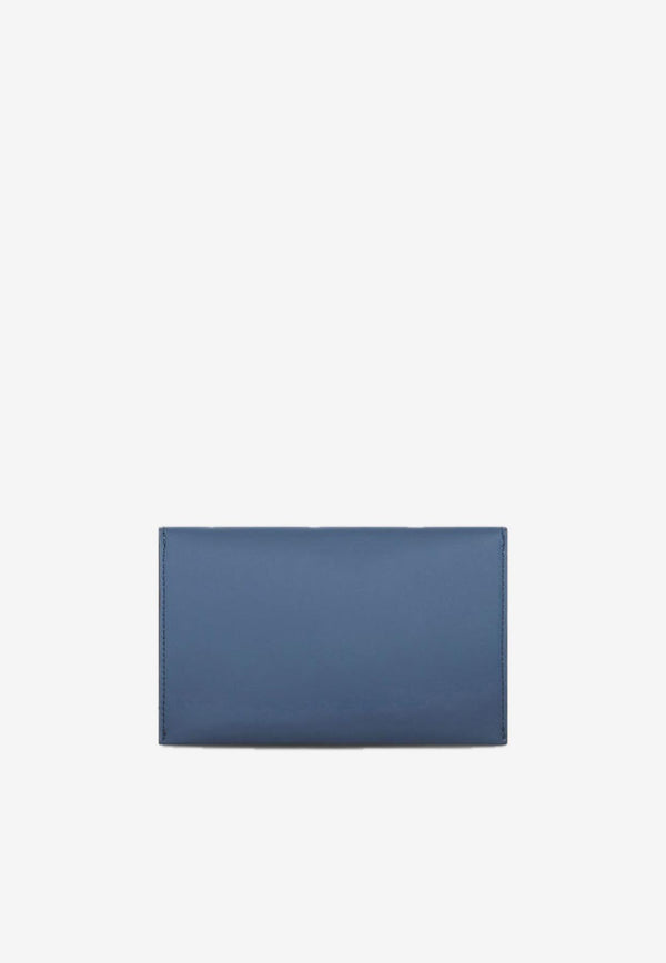 Etro Envelope Calf Leather Clutch with Pegaso Logo Blue 231P1N1172192BLUE