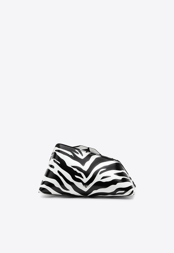 The Attico 8.30PM Oversized Clutch Bag in Zebra Print Leather Monochrome 231WAH01EL020/P_ATTIC-020