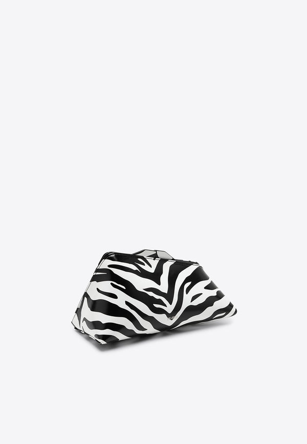 The Attico 8.30PM Oversized Clutch Bag in Zebra Print Leather Monochrome 231WAH01EL020/P_ATTIC-020