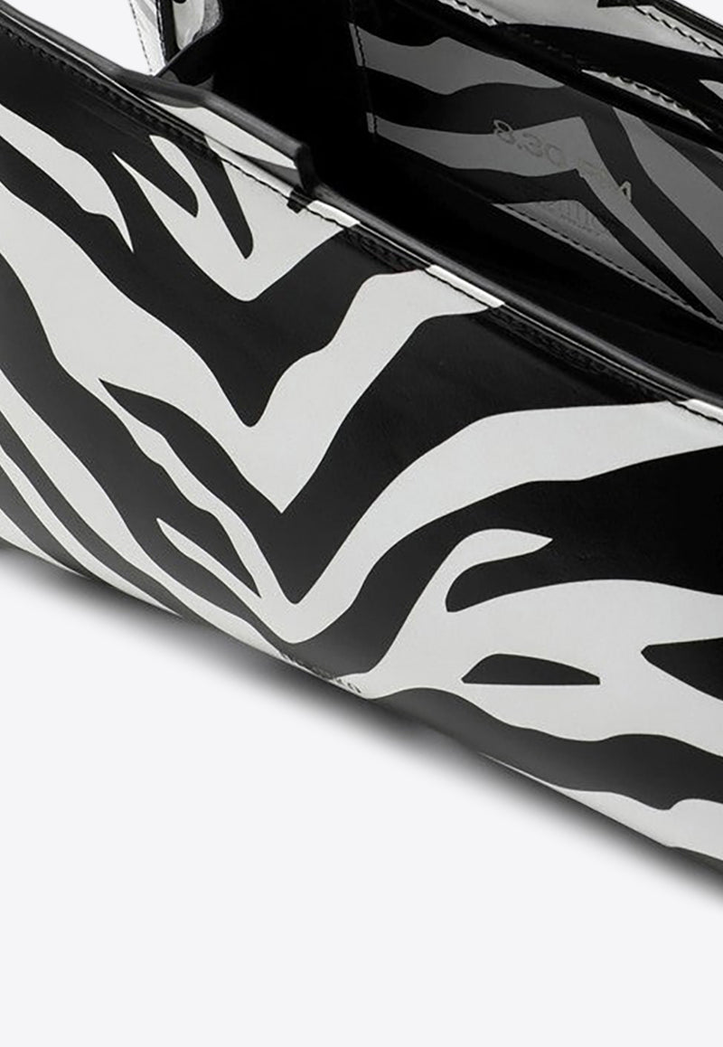 The Attico 8.30PM Oversized Clutch Bag in Zebra Print Leather Monochrome 231WAH01EL020/P_ATTIC-020