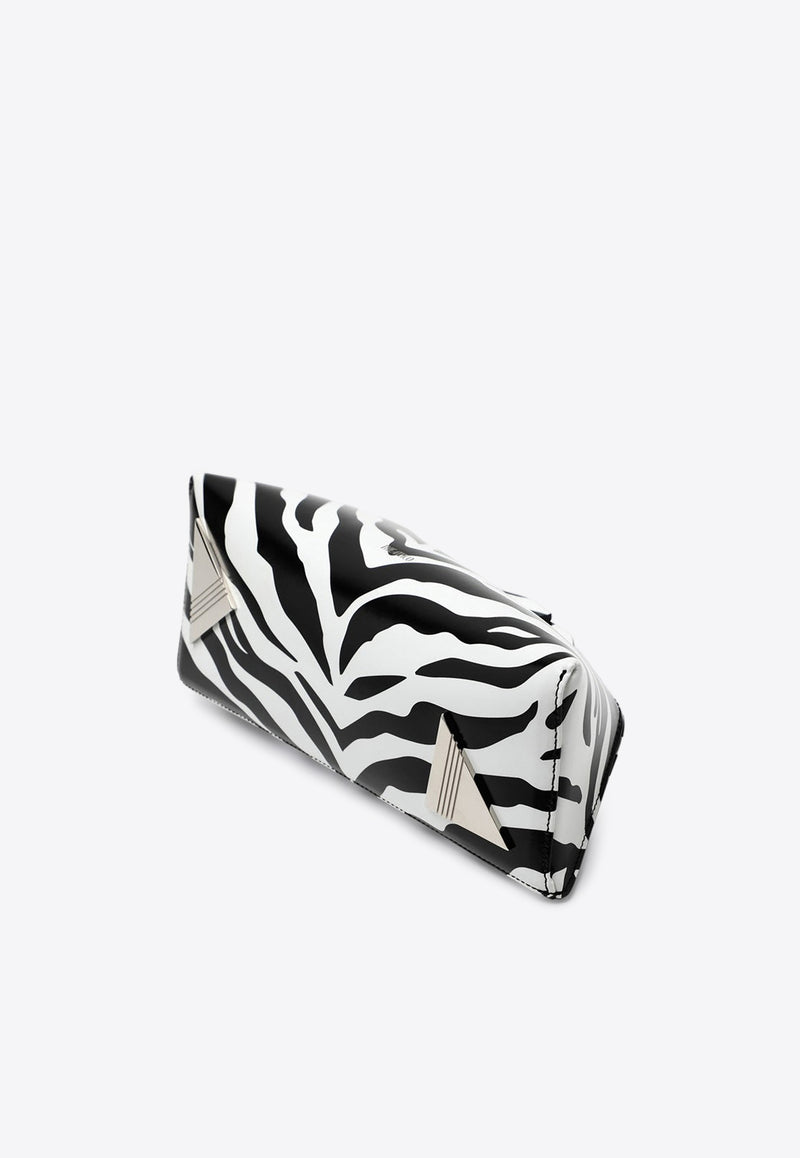 The Attico 8.30PM Oversized Clutch Bag in Zebra Print Leather Monochrome 231WAH01EL020/P_ATTIC-020