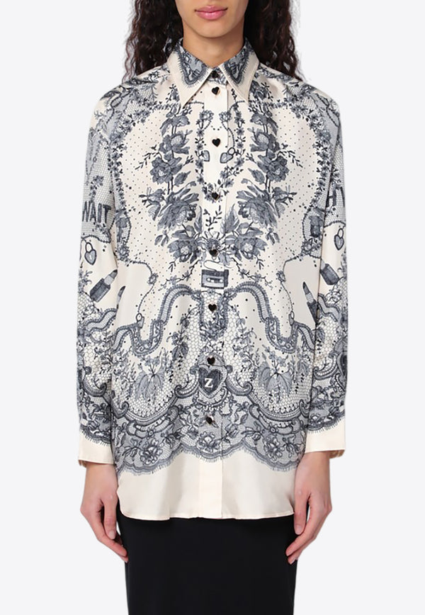 Zimmermann Crush Printed Silk Shirt  Ivory 2324TR251SI/Q_ZIMM-IL