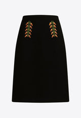 ETRO Floral Embroidery Knee-Length Skirt 232D116027216BLACK