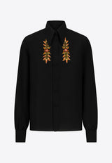 ETRO Floral Embroidery Silk Shirt 232D117207218BLACK