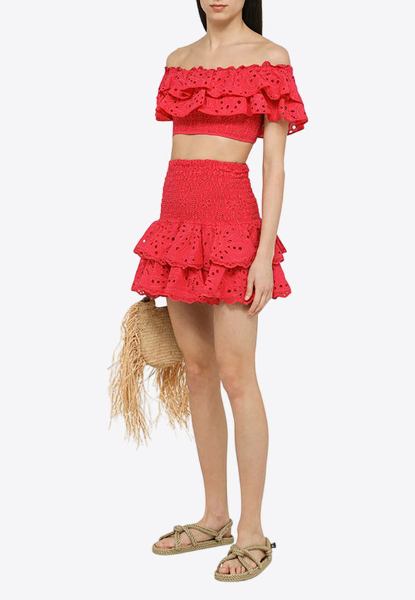 Charo Ruiz Noa Embroidered Mini Skirt 233400CO/M_CHARU-FF Pink