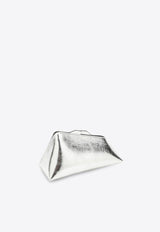 The Attico 8.30PM Oversized Clutch Bag in Laminated Leather Silver 236WAH01L070/P_ATTIC-002