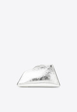 The Attico 8.30PM Oversized Clutch Bag in Laminated Leather Silver 236WAH01L070/P_ATTIC-002