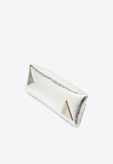 The Attico 8.30PM Oversized Clutch Bag in Laminated Leather Silver 236WAH01L070/P_ATTIC-002