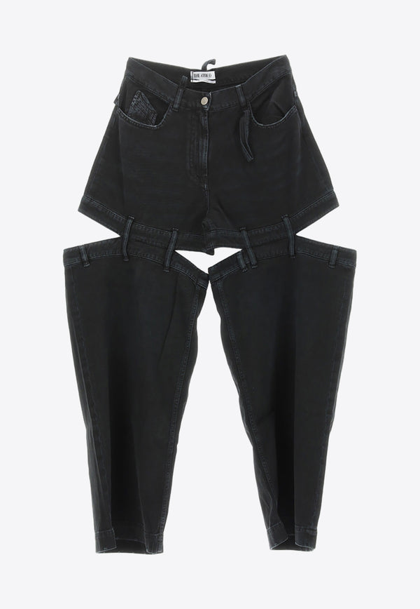 The Attico Ashton Straight-Leg Jeans with Cut-Outs Black 236WCP126_D059_100