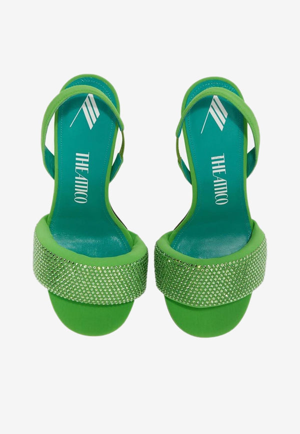 The Attico Rem 105 Studded Slingback Sandals Fluo Green 236WS522GREEN
