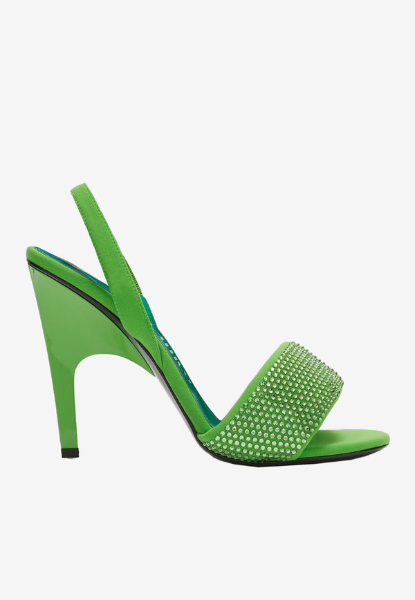 The Attico Rem 105 Studded Slingback Sandals Fluo Green 236WS522GREEN