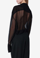 Francesco Murano Semi-Sheer Blouse  Black 237T08/R_FRAMU-999