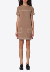 Prada Cashmere Crewneck Mini Dress Brown 23A08OOO1ISX/Q_PRADA-F0040