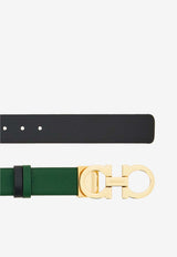 Salvatore Ferragamo Gancini Reversible Grained Leather Belt Green 23A565 DONNA H 25 775475 FOREST GREEN