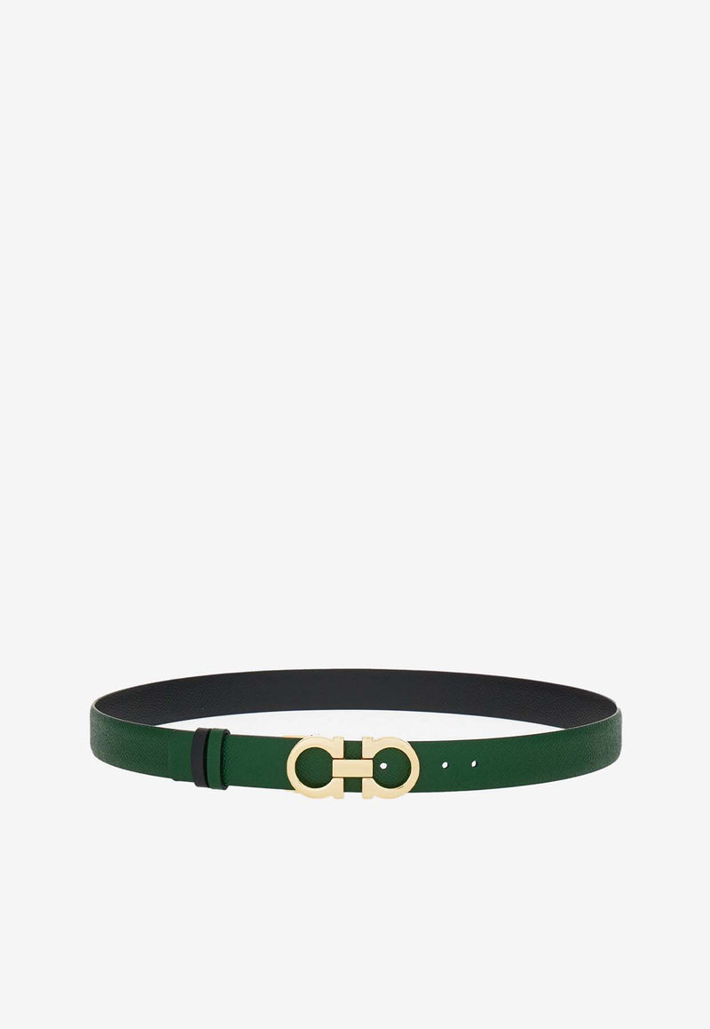 Salvatore Ferragamo Gancini Reversible Grained Leather Belt Green 23A565 DONNA H 25 775475 FOREST GREEN