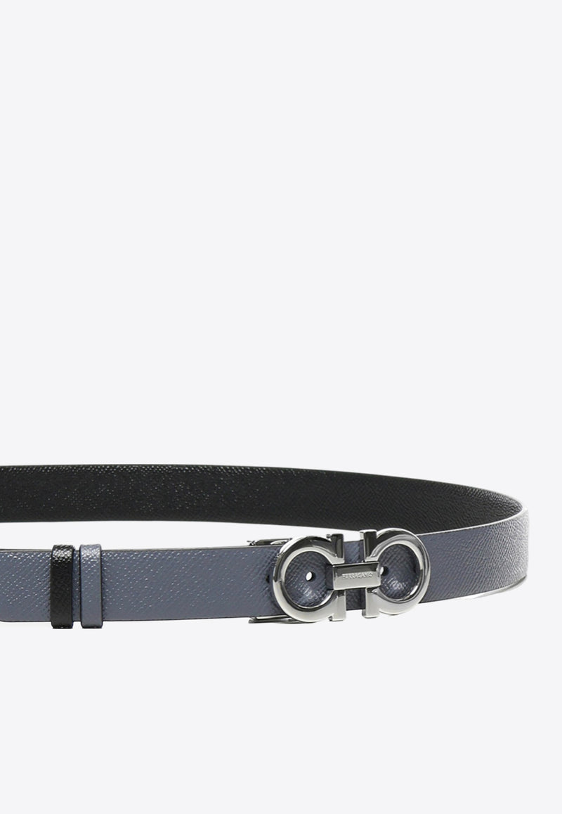 Ferragamo Gancini Reversible Leather Belt Graphite 23A565 DONNA H 25 786259 GRAPHITE