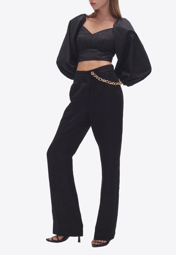 Aje Opal Flared Pants with Chain Link Black 23AW3020BLACK
