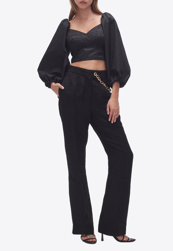 Aje Opal Flared Pants with Chain Link Black 23AW3020BLACK