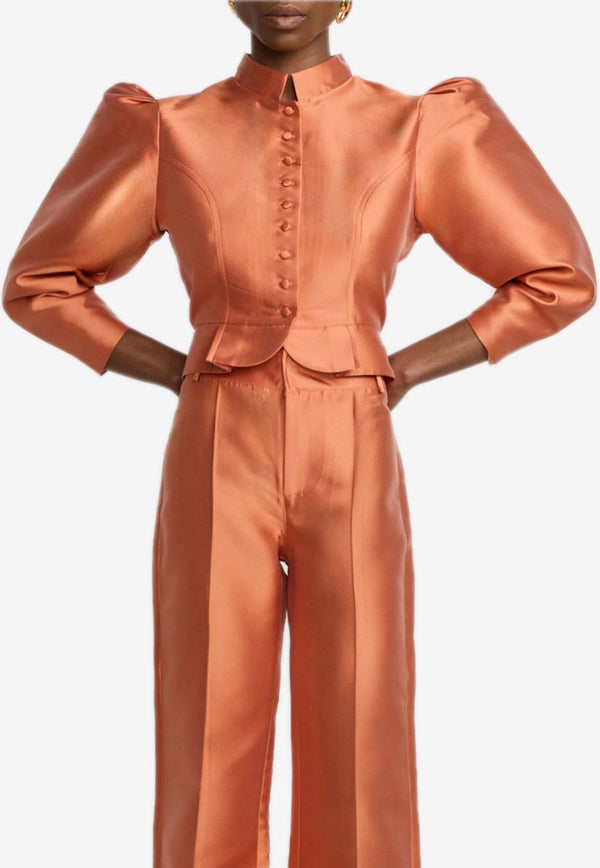 DESTREE Puff-Sleeved Satin Jacket Orange 23R4JAC06967ORANGE