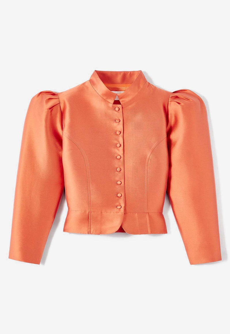 DESTREE Puff-Sleeved Satin Jacket Orange 23R4JAC06967ORANGE