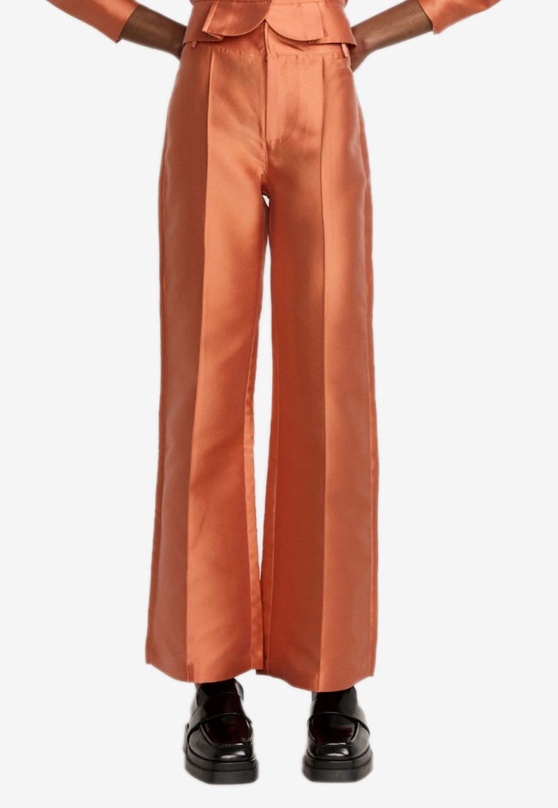 DESTREE Flared Tailored Satin Pants Orange 23R4PAN02967ORANGE