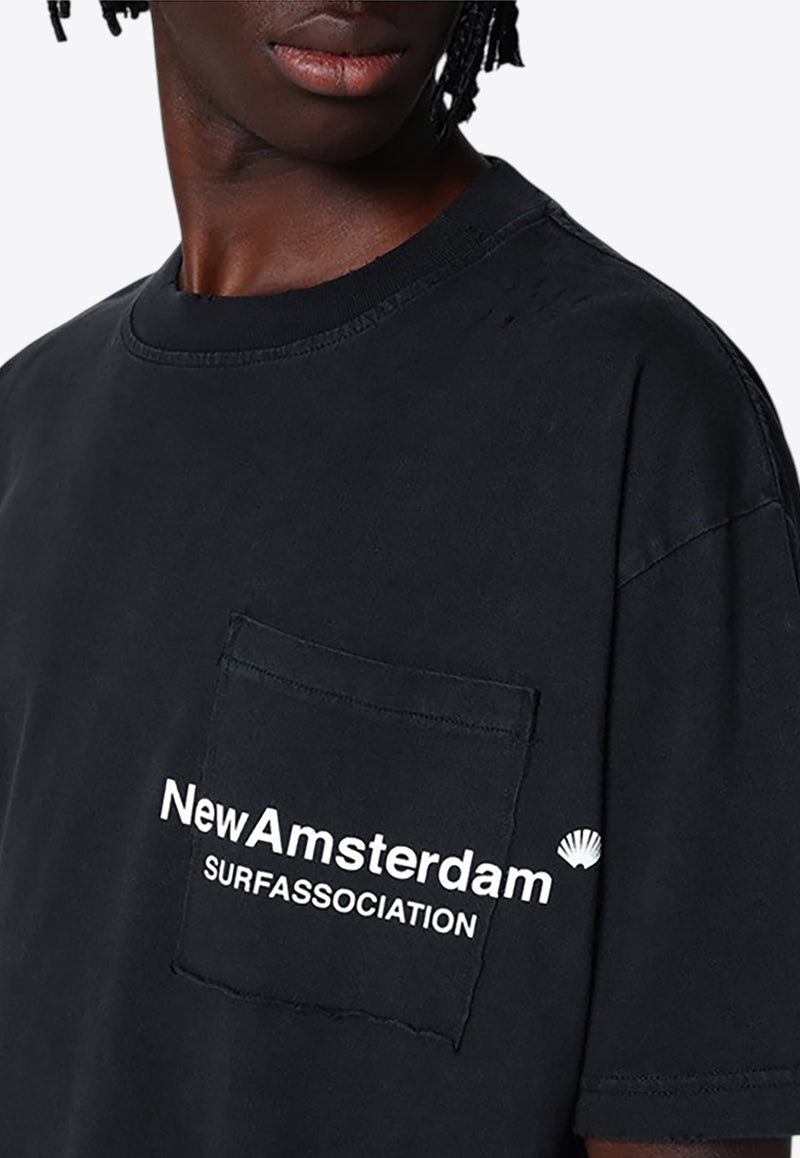 New Amsterdam Surf Association Logo Print Crewneck T-shirt Black 2402083002CO/P_NEWA-BLK