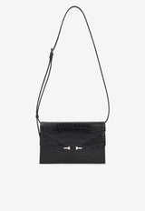 Mini Aube Croc-Embossed Leather Shoulder Bag