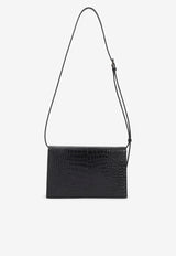 Mini Aube Croc-Embossed Leather Shoulder Bag